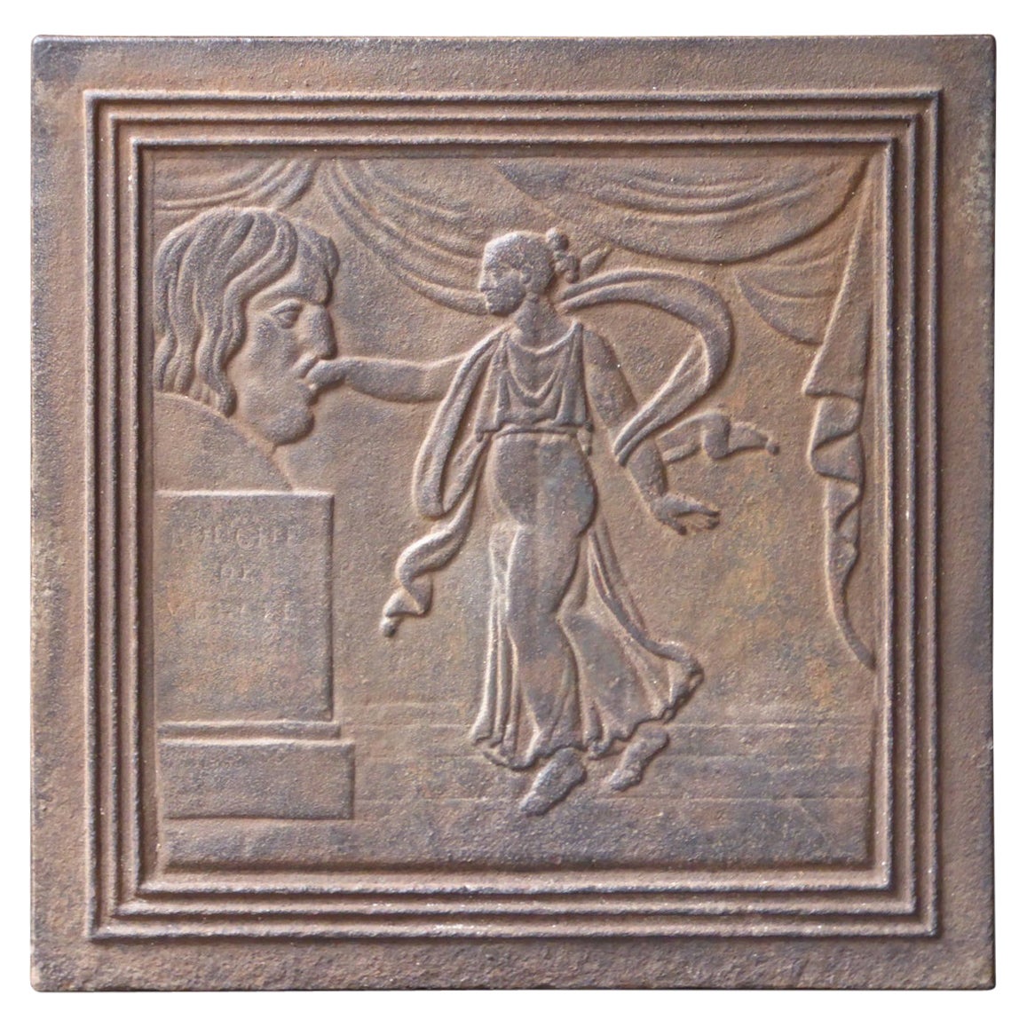 Plaque de cheminée / dosseret "Bocca della Verità" français du 19e siècle en vente