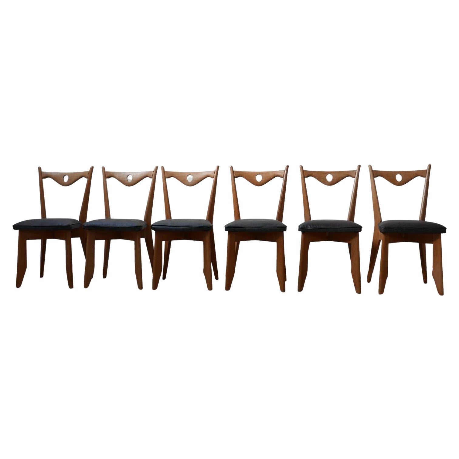 Set of Four Oak MidCentury Brutalist Dining Chairs '4' at 1stDibs