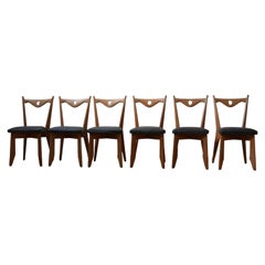 Set of Oak Mid-Century Guillerme et Chambron Dining Chairs '6'