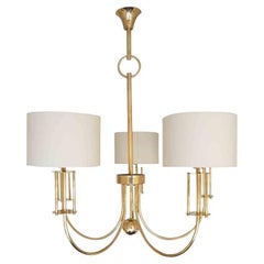 1970 Large Chandelier in Gilded Brass from the Maison Roche