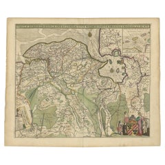 Antique Map of The Dutch Province of Groningen by De Wit, c.1680