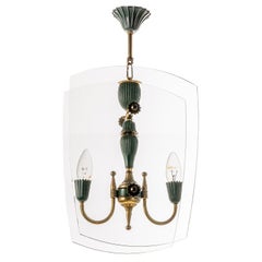 Retro 1940's Brass & Glass Lantern in Style of Pietro Chiesa