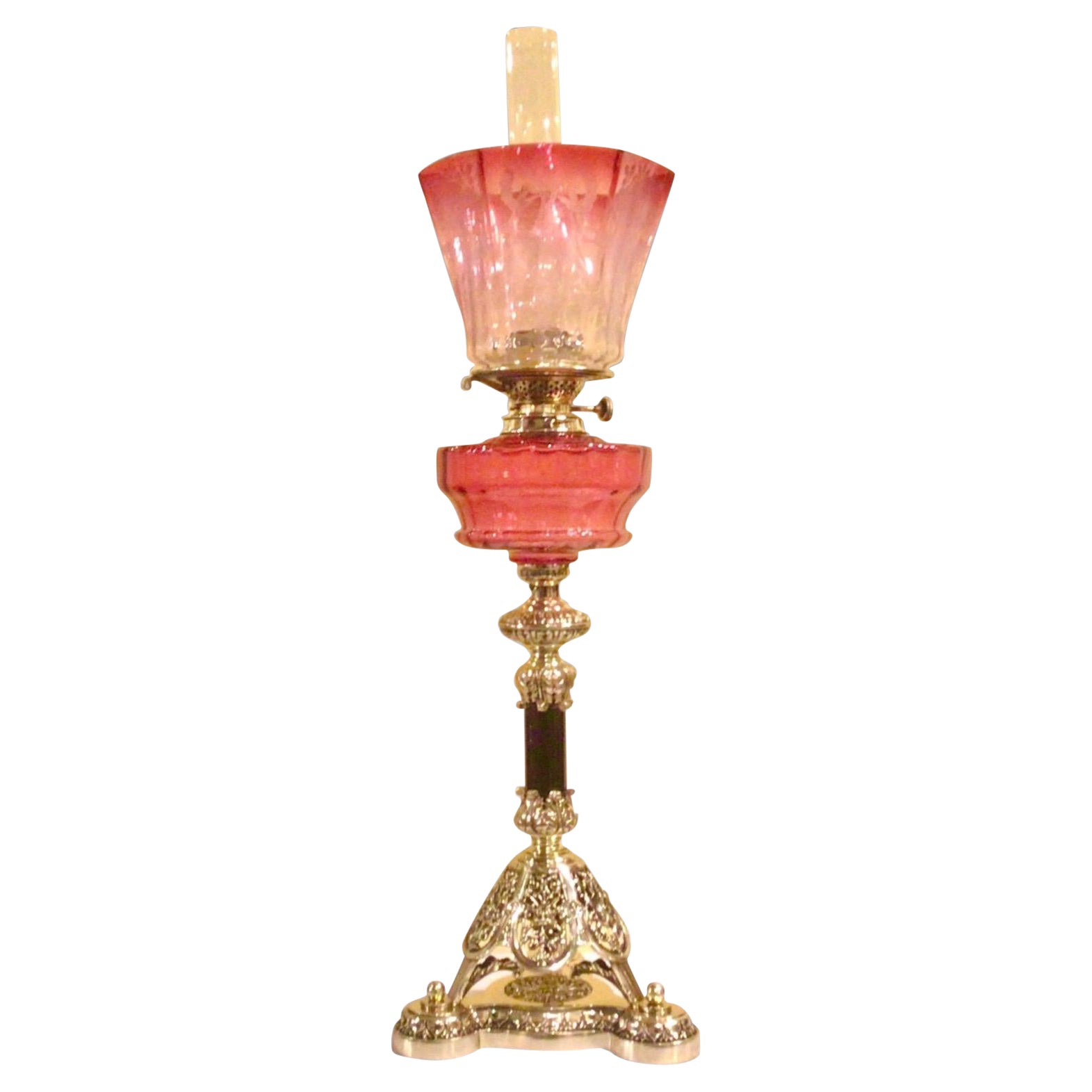 Antique Cranberry Ruby Oil Lamp 