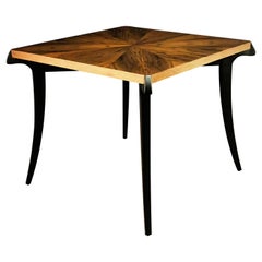 Table contemporaine à pieds sabres en bois exotique en forme d'étoile de Costantini, Uccello