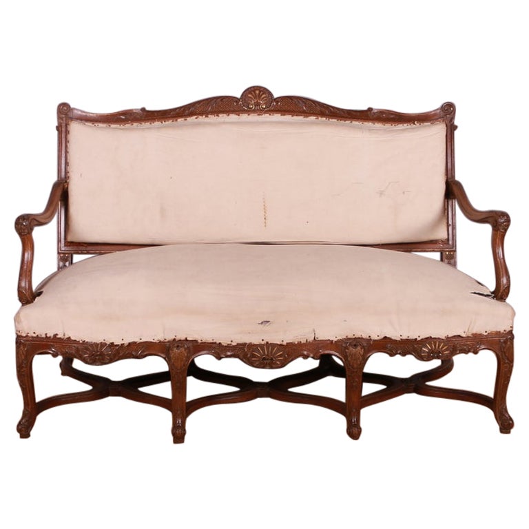 French Carved Walnut Sofa For Sale