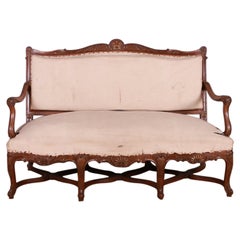 Antique French Carved Walnut Sofa