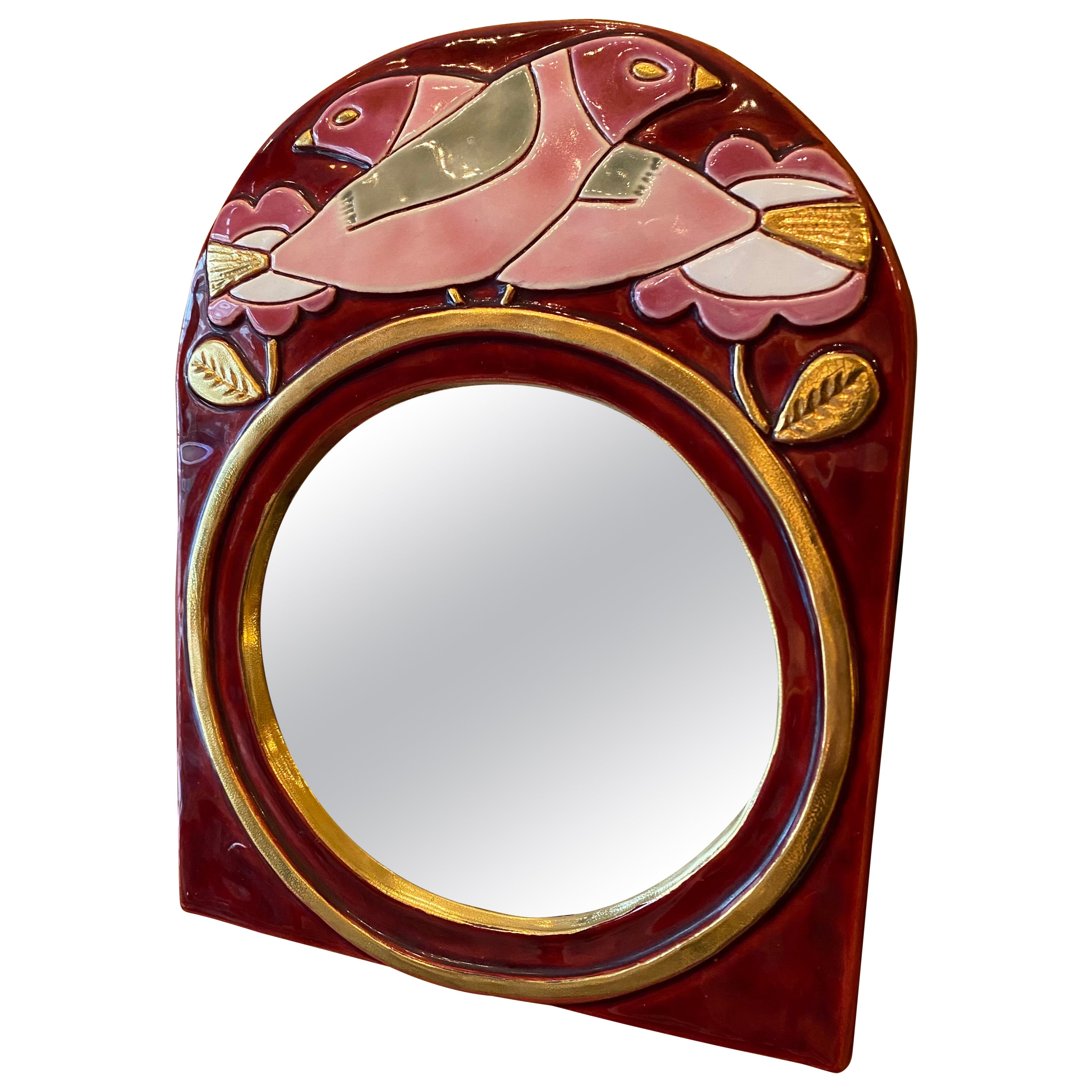 Ceramic Mirror by Mithé Espelt, France, 1970s