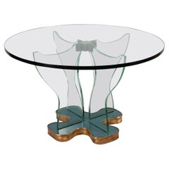 Round Glass Center or Caffe Table Attr. to Fontana Arte, Italy, 1940