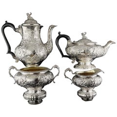 Antique Georgian Silver Tea Service Set of Four Pieces