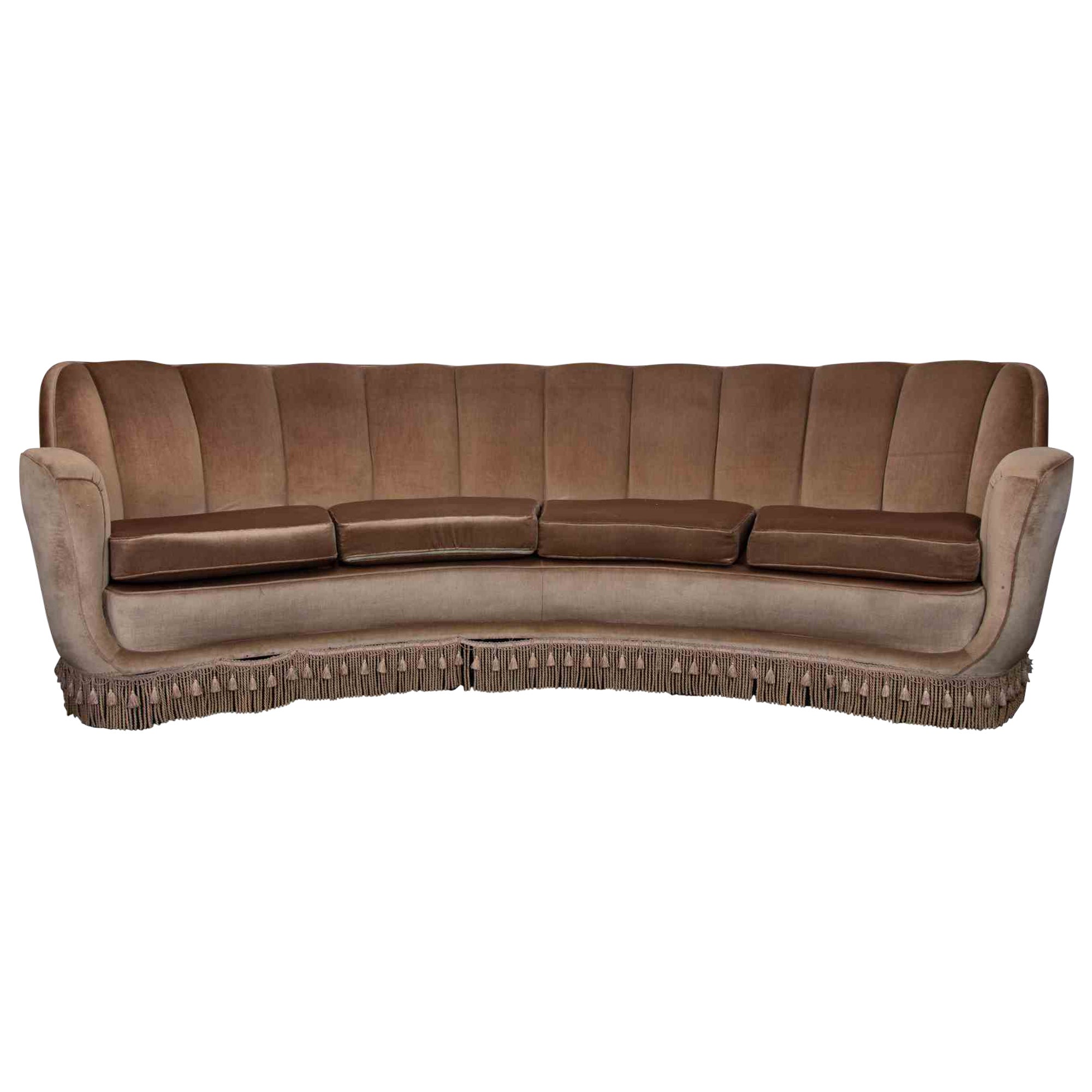 Rosa Sofa, Paolo Buffa zugeschrieben zugeschrieben, Mitte des 20. Jahrhunderts