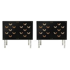 Contemporary Wood and Dark Glass Pair of Sideboards Designed by L.A. Studio