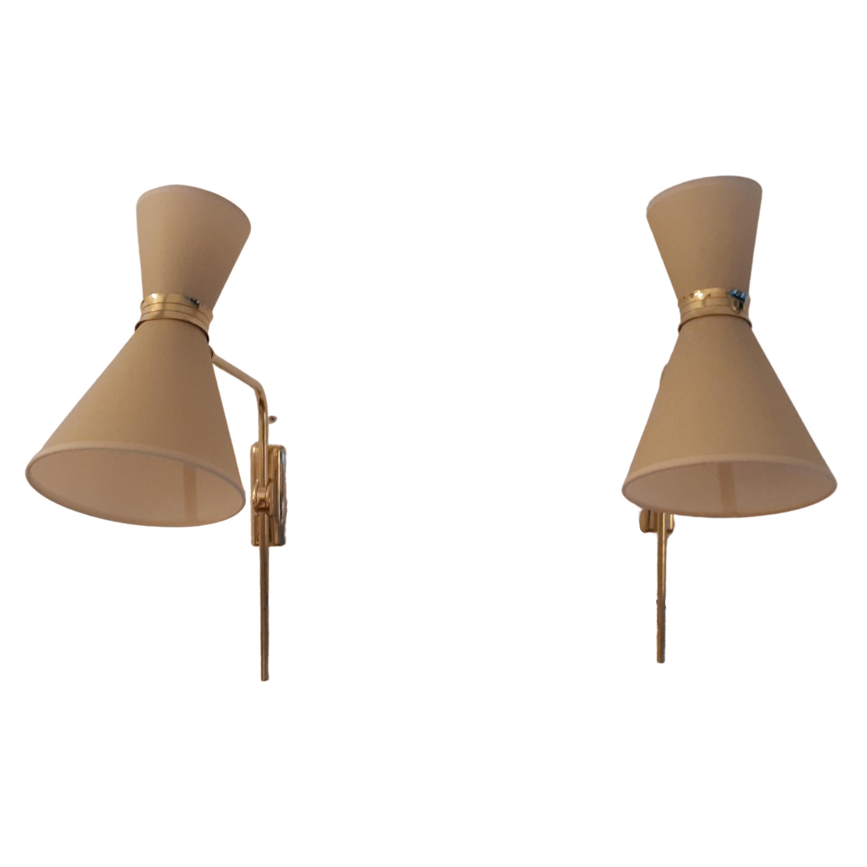 Pair of 1950s Articulated Wall Lights by Maison Lunel