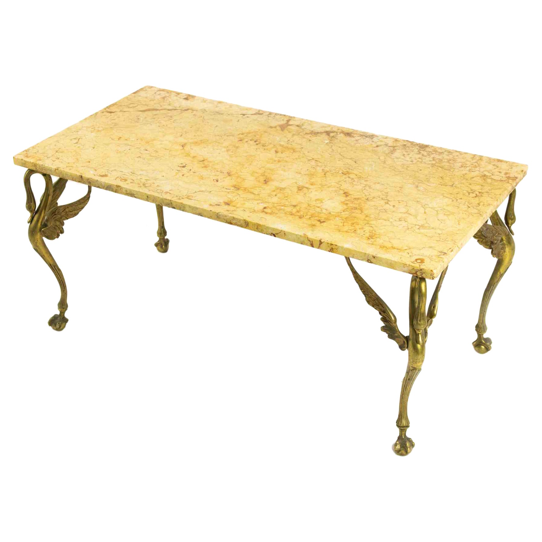 Table vintage en laiton et marbre, Italie, années 1960
