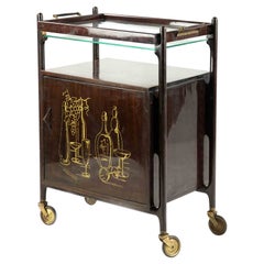 Carrito de bar vintage atribuido a Ico Parisi, Italia, años 70