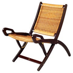 Vintage Gio Ponti Ninfea Rattan Folding Chair for Fratelli Reguitti, Italy, 1950s