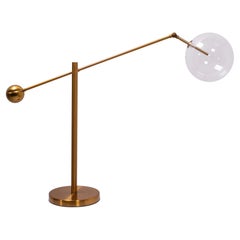 Mid Century Italian Style Brass Globe Table Lamp