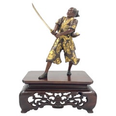 Japanese Bronze Samurai Figure, Meiji Period 