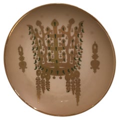 Morbelli Porcelain “Dinastia Silla” Wall Plates Worked with Pure Gold 1960 Italy