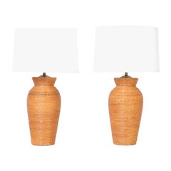 Pair of Rattan and Reed Table Lamps