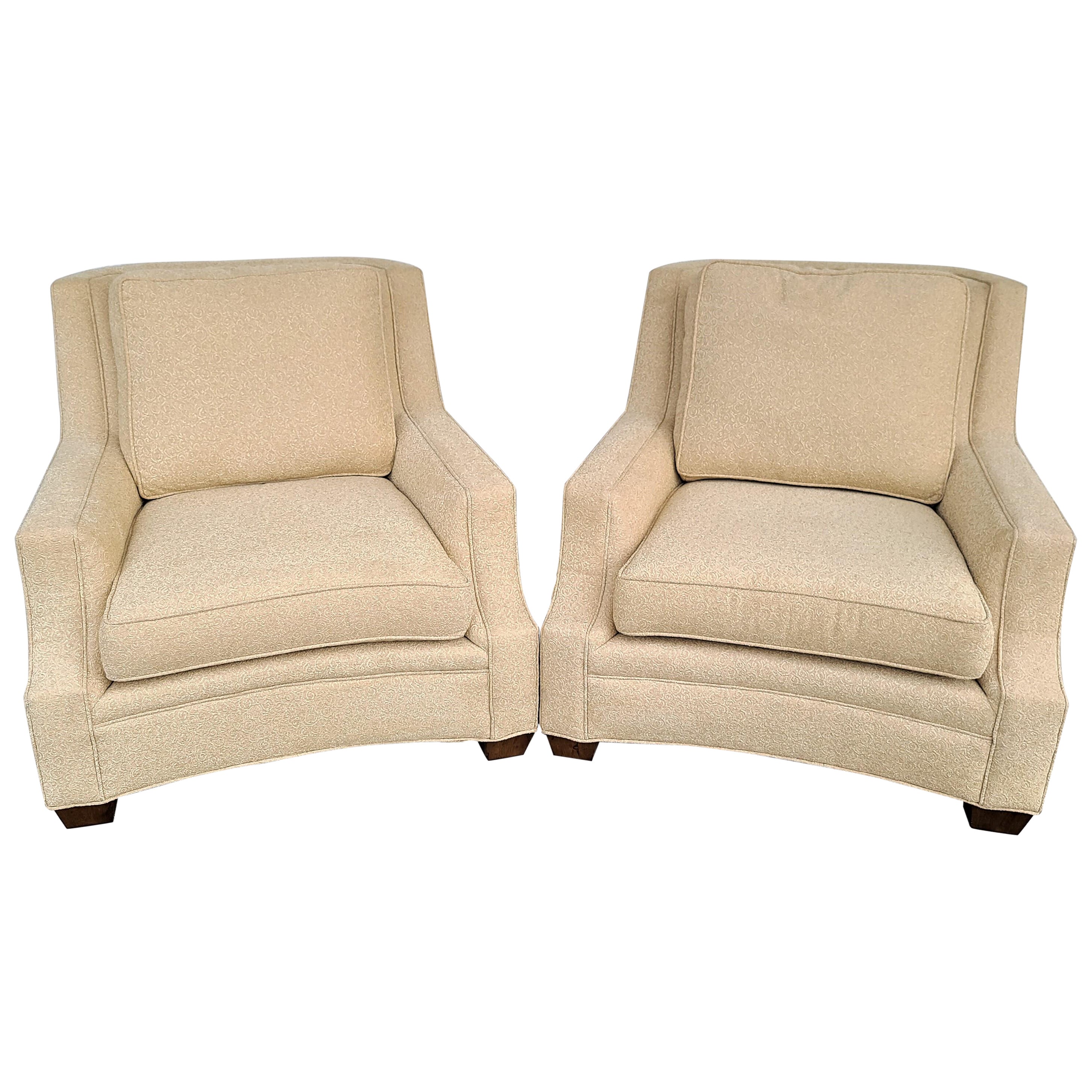 Oversized Beige Lounge Chairs by Century Furniture Co - A Pair For Sale
