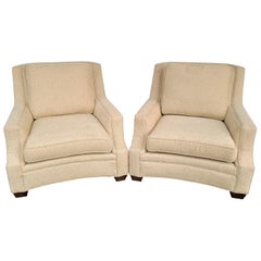 Oversized Beige Lounge Chairs by Century Furniture Co - A Pair