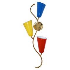 Serpentine Sconces Brass with Three Enameled Aluminum Cones