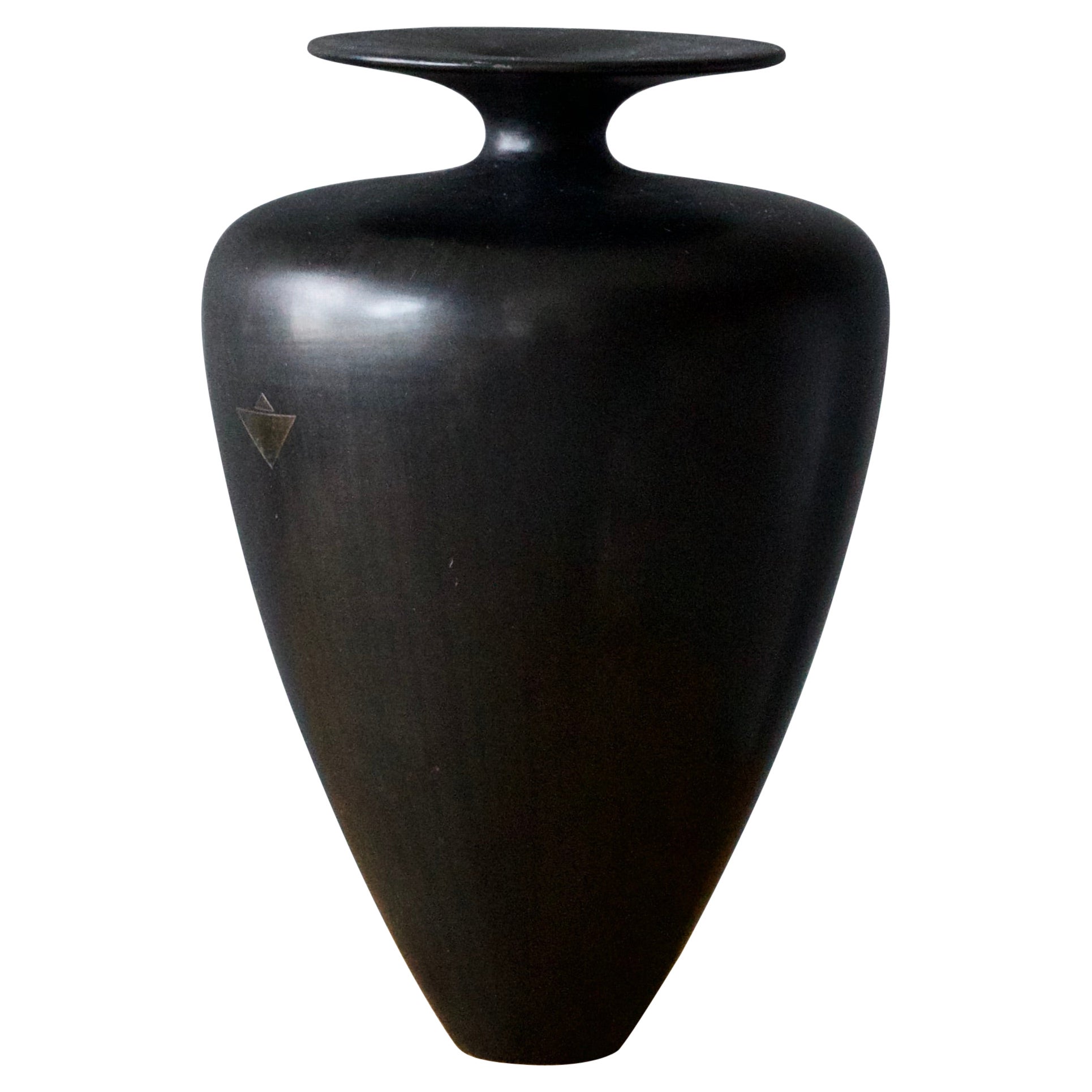 Italian, Modernist Vase, Black Glazed Ceramic, Italy, 1940s