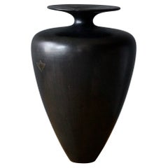 Italian, Modernist Vase, Black Glazed Ceramic, Italy, 1940s