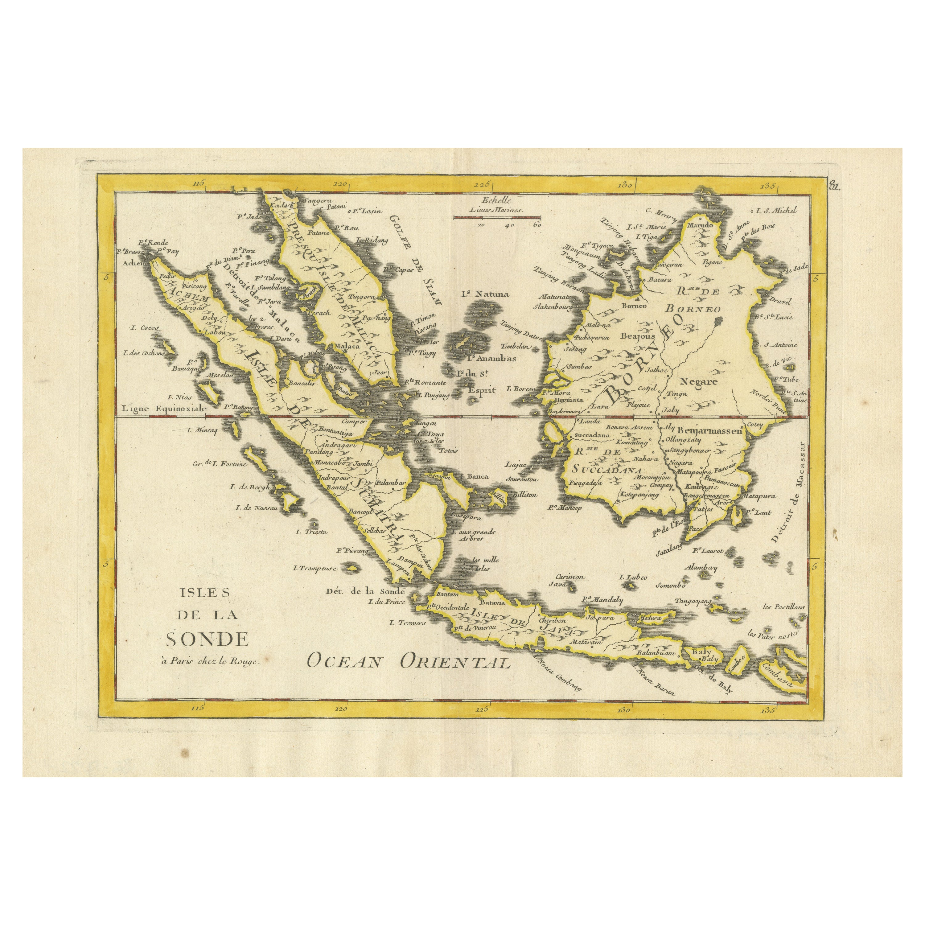 Mappa antica originale delle isole Sunda dell'Indonesia, 1756
