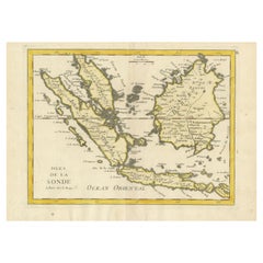 Mappa antica originale delle isole Sunda dell'Indonesia, 1756