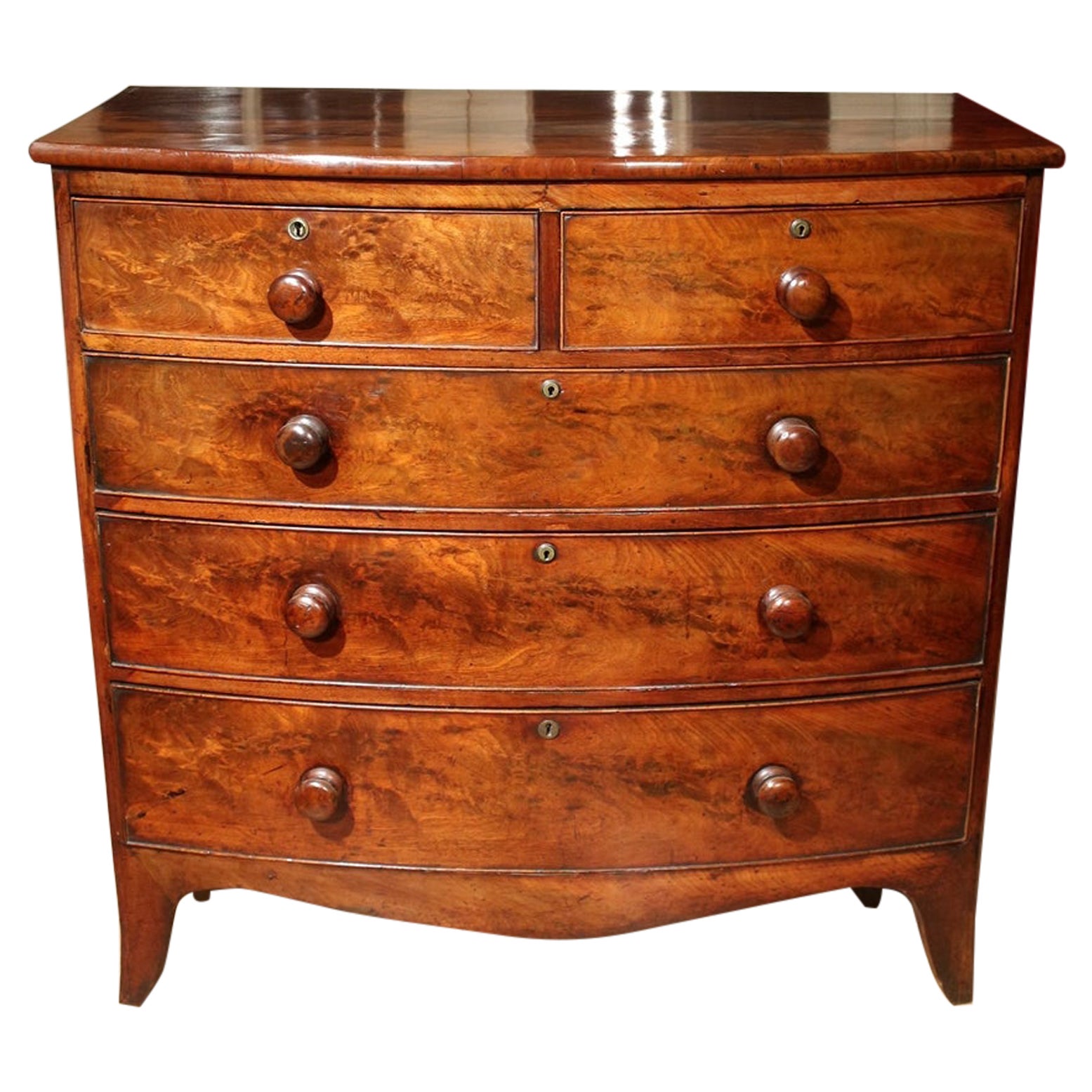 19th Century Mahogany Bow Front Chest of Drawers