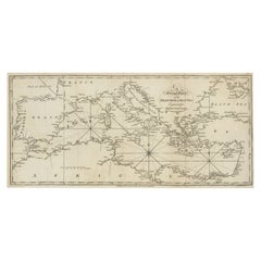 Antique English Chart of The Mediterranean Sea, 1795