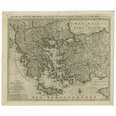 Antique Map of Greece, Albania, Macedonia and Parts of Turkey and Cyprus, c.1745