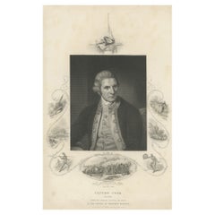 Antique Print of British Explorer Captain James Cook, 1779