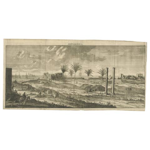 Copper-Line Engraving by Cornelius de Bruyn of Alexandria in Egypt, c.1690