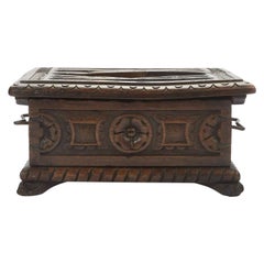 Antique 17th Century Italian Walnut Warmer Brazier Renaissance Style Walnut Box