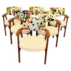 Vintage 1960s Set of 6 Erik Kirkegaard Dining Chairs inspired by Joan Miro