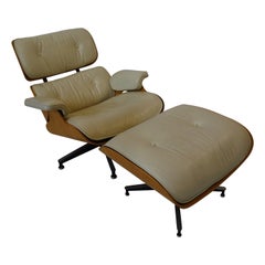 Eames Special Order Ivory / Oak 670 Lounge Chair w/ 671 Ottoman 