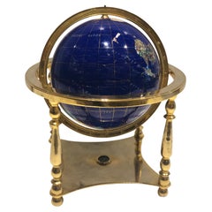 Vintage Globe, Solid Rotating Brass Frame with Spinning Globe