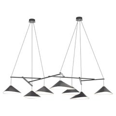 Monumental Daniel Becker 'Emily 7' Chandelier in Anthracite with Black Oak Frame