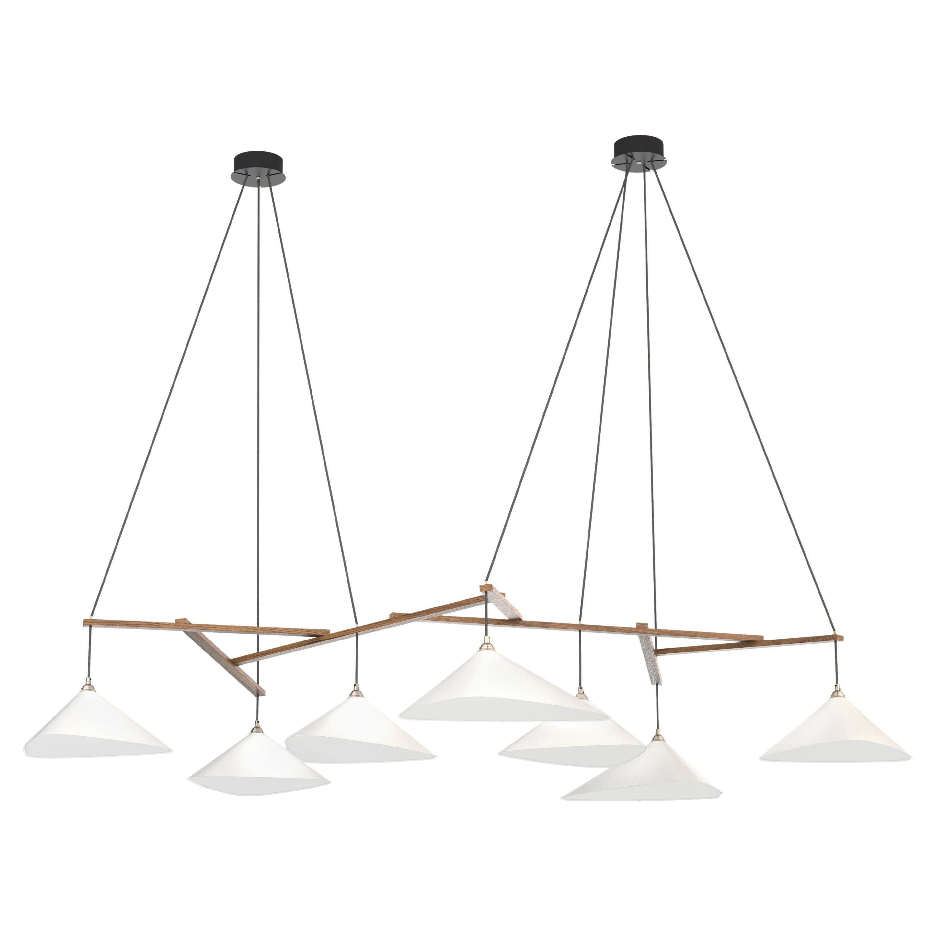 Monumentale lampadario 'Emily 7' di Daniel Becker in bianco e Oak per Moss Objects