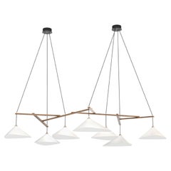 Monumental Daniel Becker 'Emily 7' Chandelier in White and Oak for Moss Objects