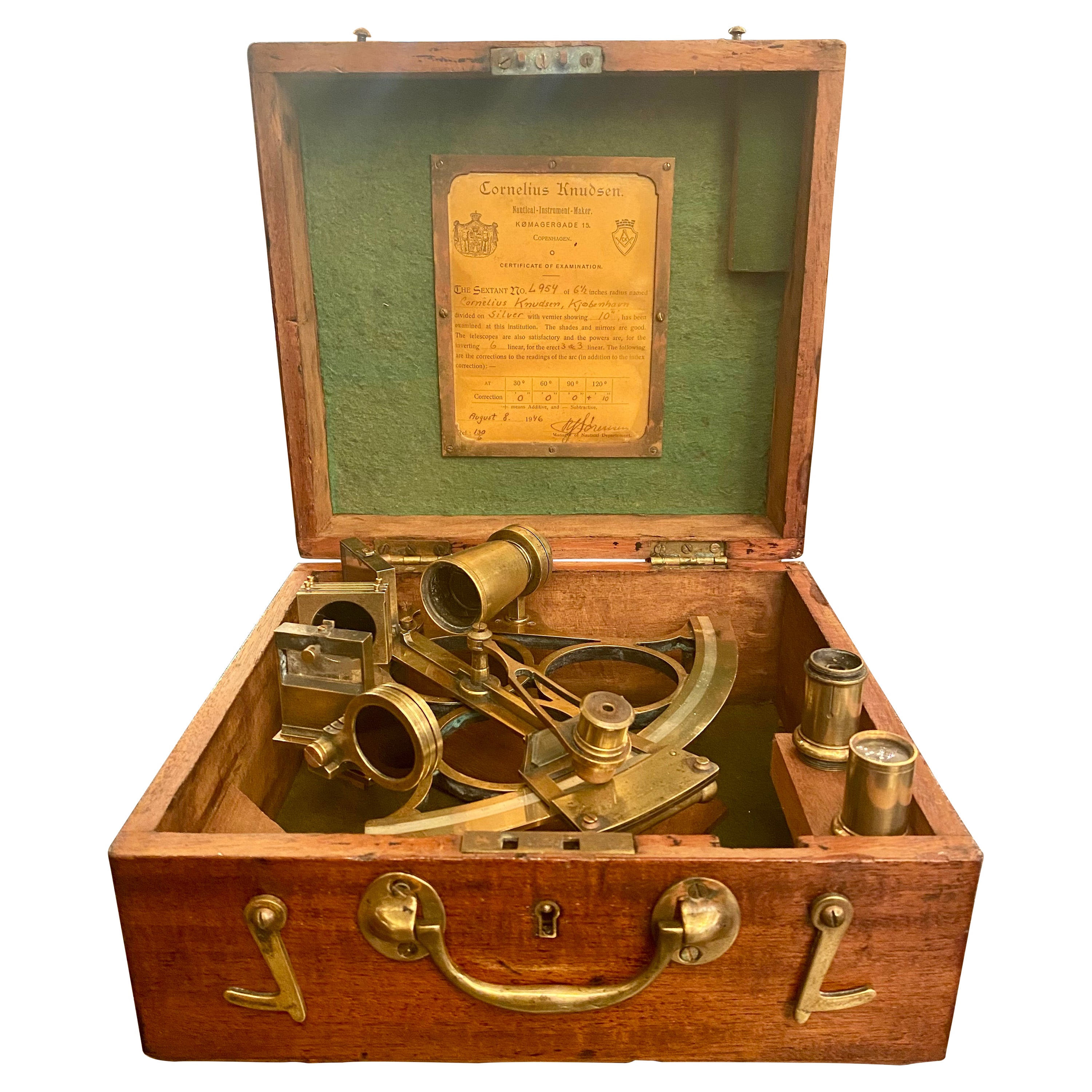 Antique Danish "Cornelius Knudsen" Navigation Sextant in Original Fitted Box