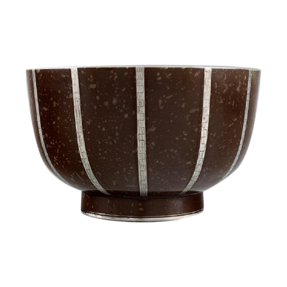 Wilhelm Kåge for Gustavsberg, Rare Argenta Art Deco Bowl in Glazed Ceramics For Sale