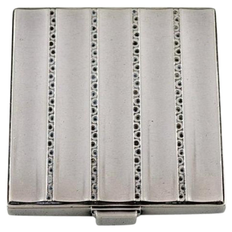 Georg Jensen Art Deco Powder Box in Sterling Silver with Interior Mirror