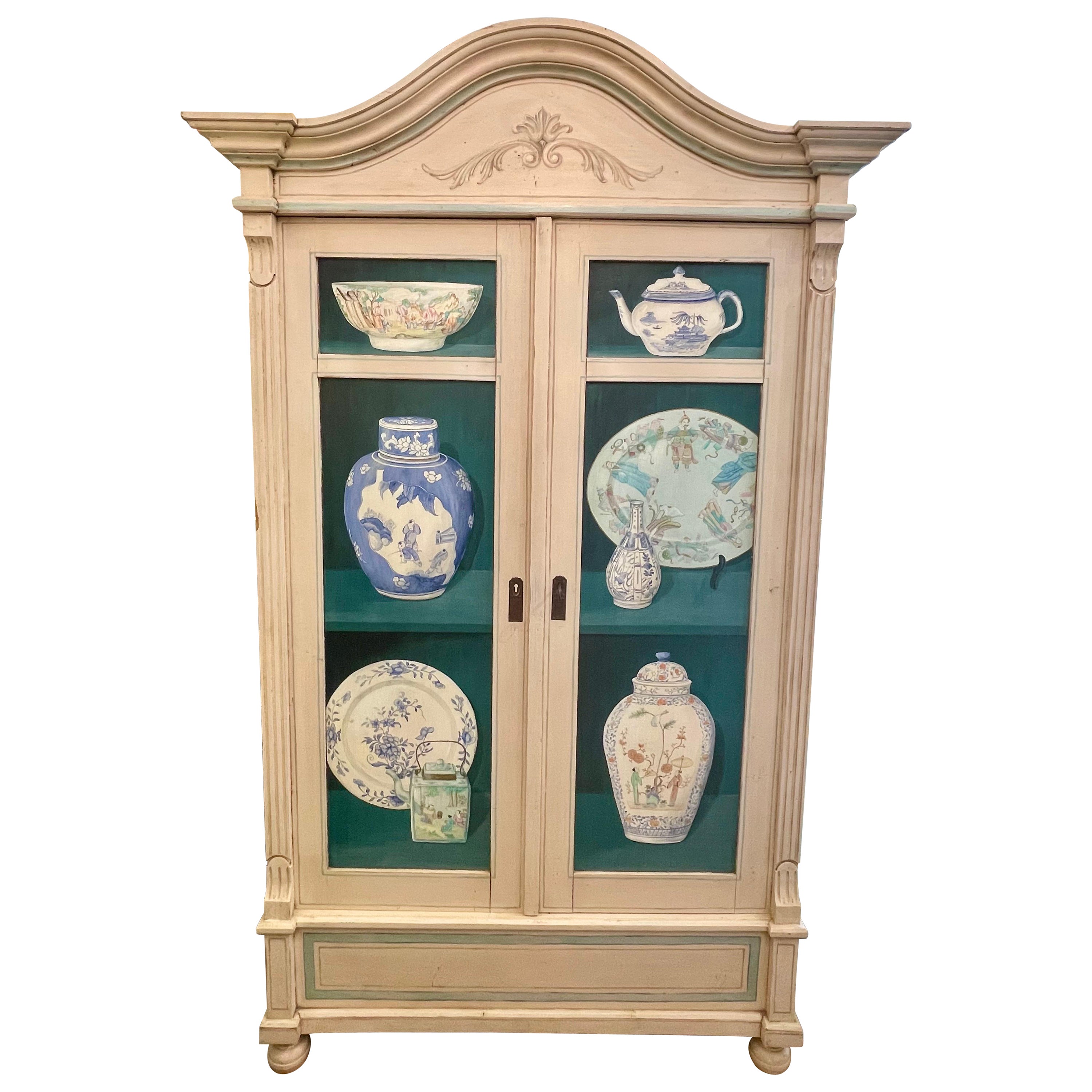 Trompe l'0eil Painted Continental Cabinet For Sale