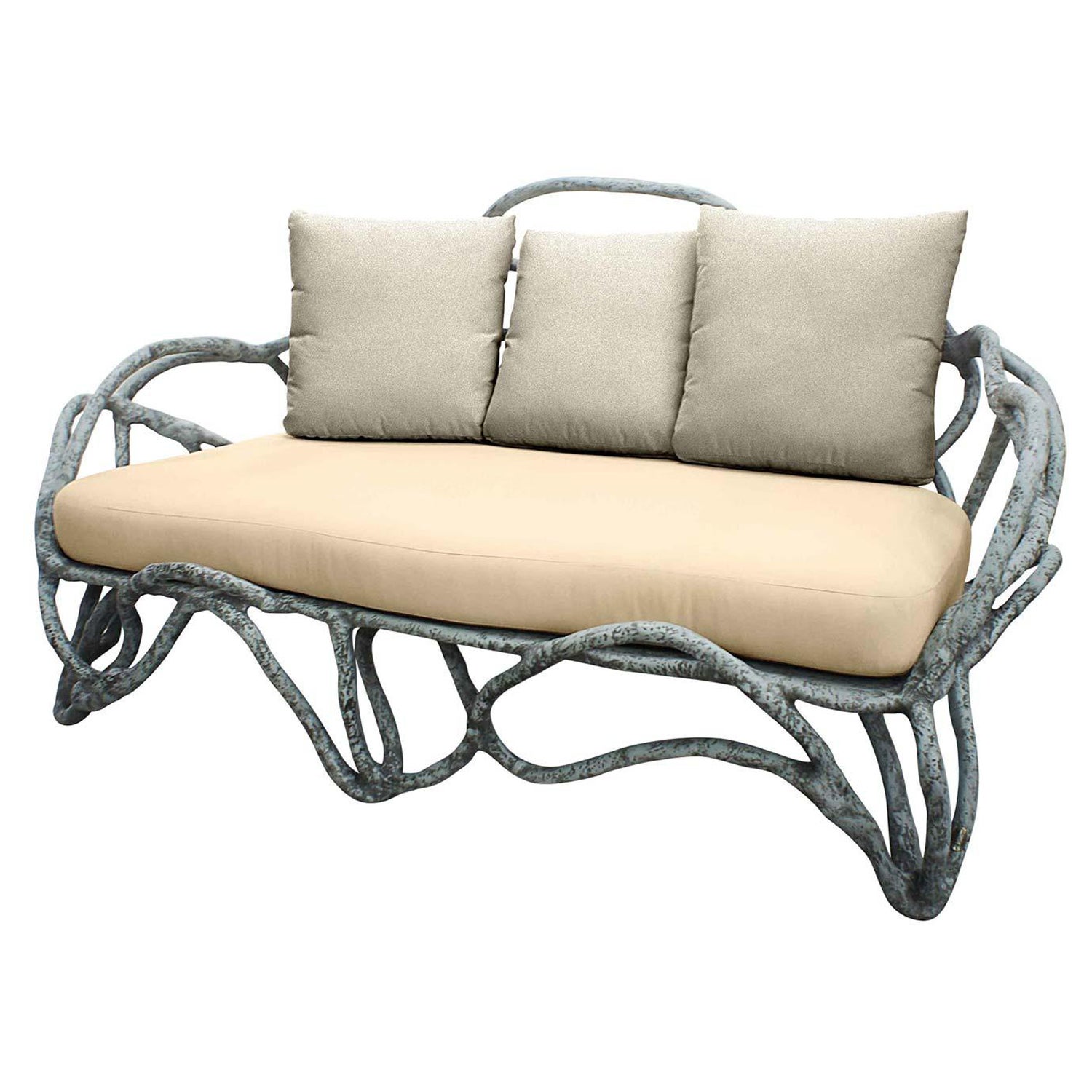 Biomorphic Style Outdoor Sofa in Antique Finish