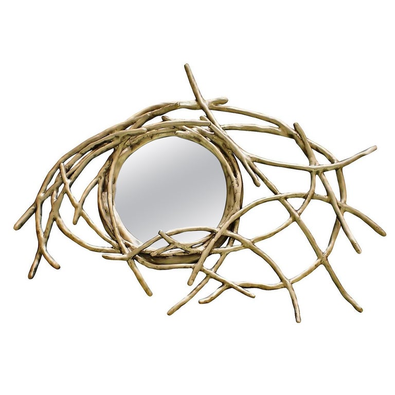 Organic Wall Mirror in Aged Brass Finish For Sale at 1stDibs