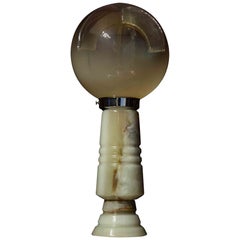 Lampada da tavolo vintage in onice e vetro, Italia, anni '70