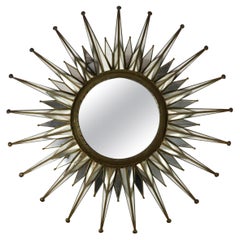 Antique Big Size Mexican Artisanal Sunburst Mirror
